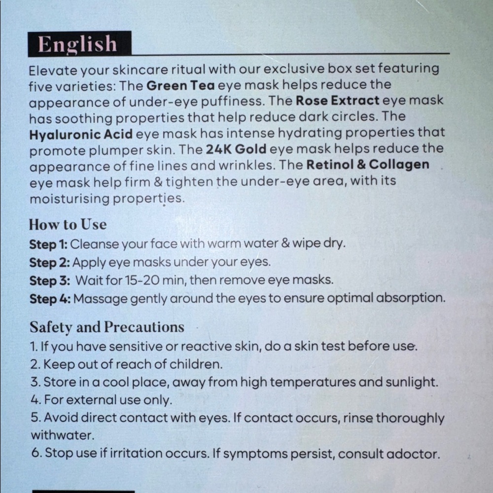 Bloomora Qty10 Assorted Eye Masks - Picture 3 of 3